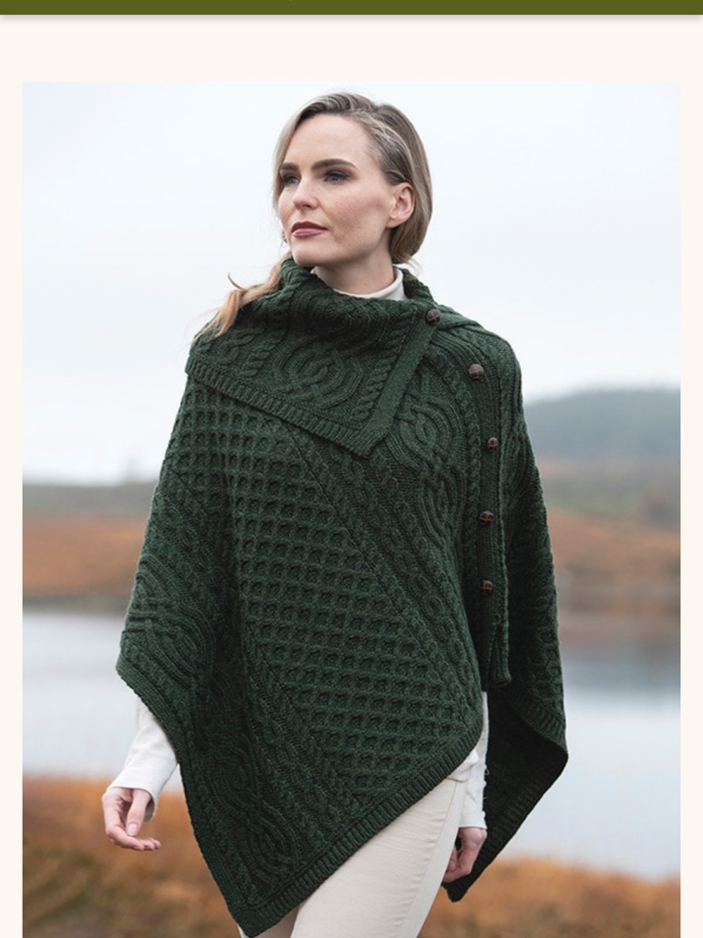 Aran Sweater L‎adies Merino‎ Button Po‎ncho‎